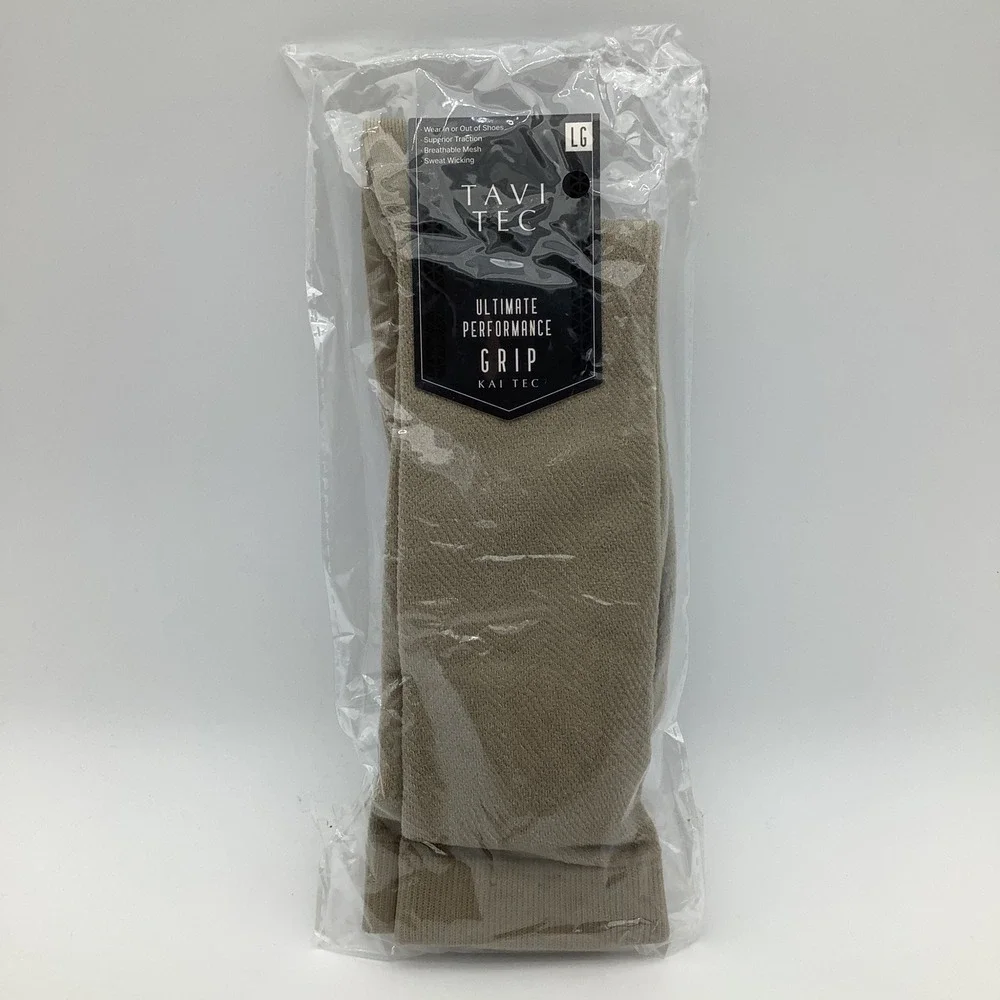 Tavi Tec Ultimate Performance Grip Socks Kai Tec‎ Shitake Tan Size Large NWT